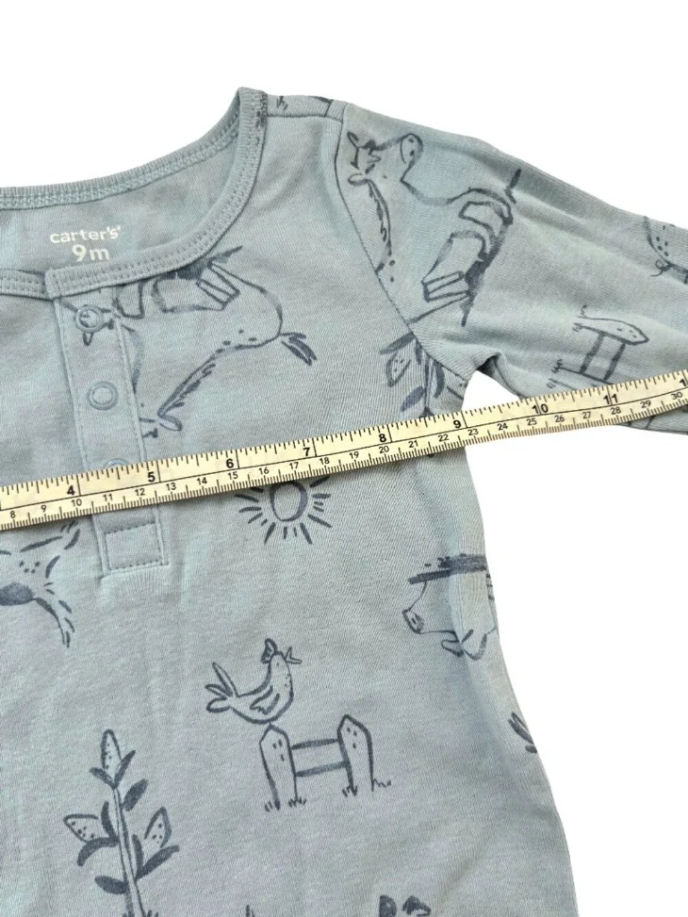 Carter’s Baby Bodysuit 9M Blue Woodland Animal Long Sleeve Cozy NWT